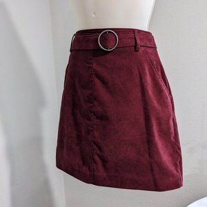 Hollister Burgundy Faux Suede Mini Skirt